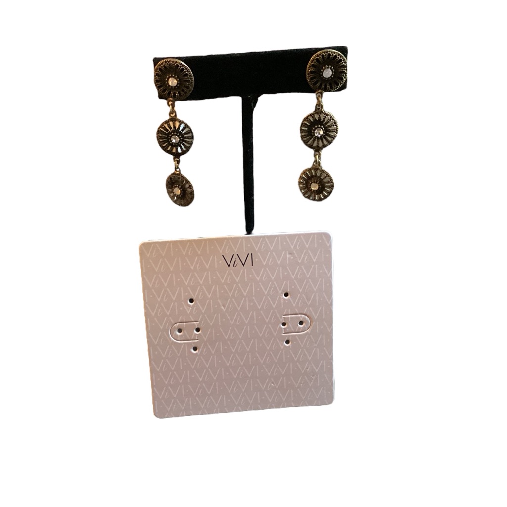 Nwy Vivi Bronze Round Dangle Earrings With Opaque And Clear Crystals